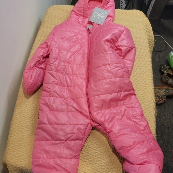 New OK! Baby 18m hot pink puffer snow OnePiece outfit - Picture 2 of 5